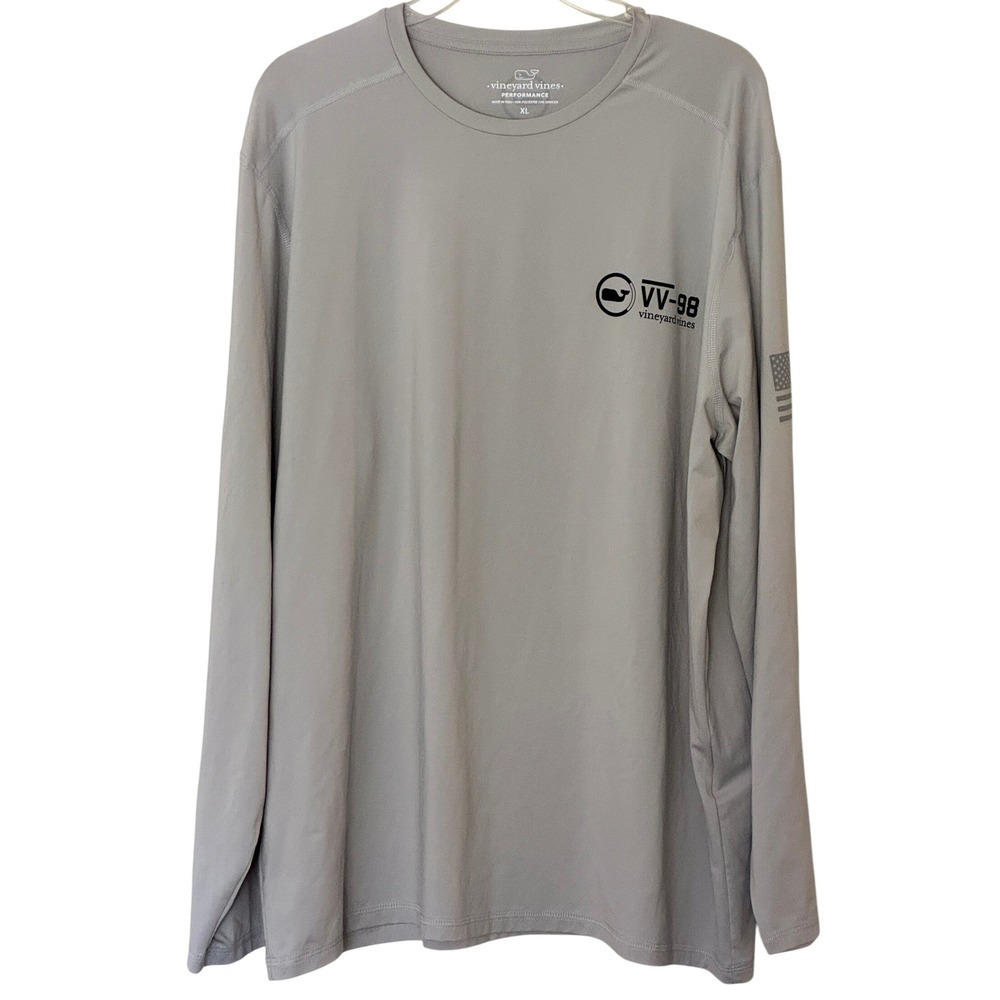 Vineyard Vines Performance Shirt Gray Long Sleeve Graphic Mens XL